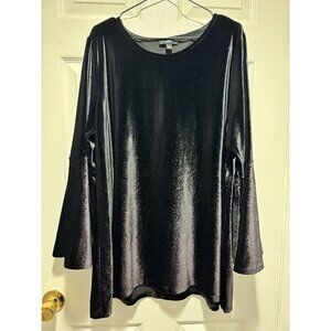 Alfani Top Womens 3X Ombré Metallic Velvet Vamp Whimsigoth Fairy Glam Stretch